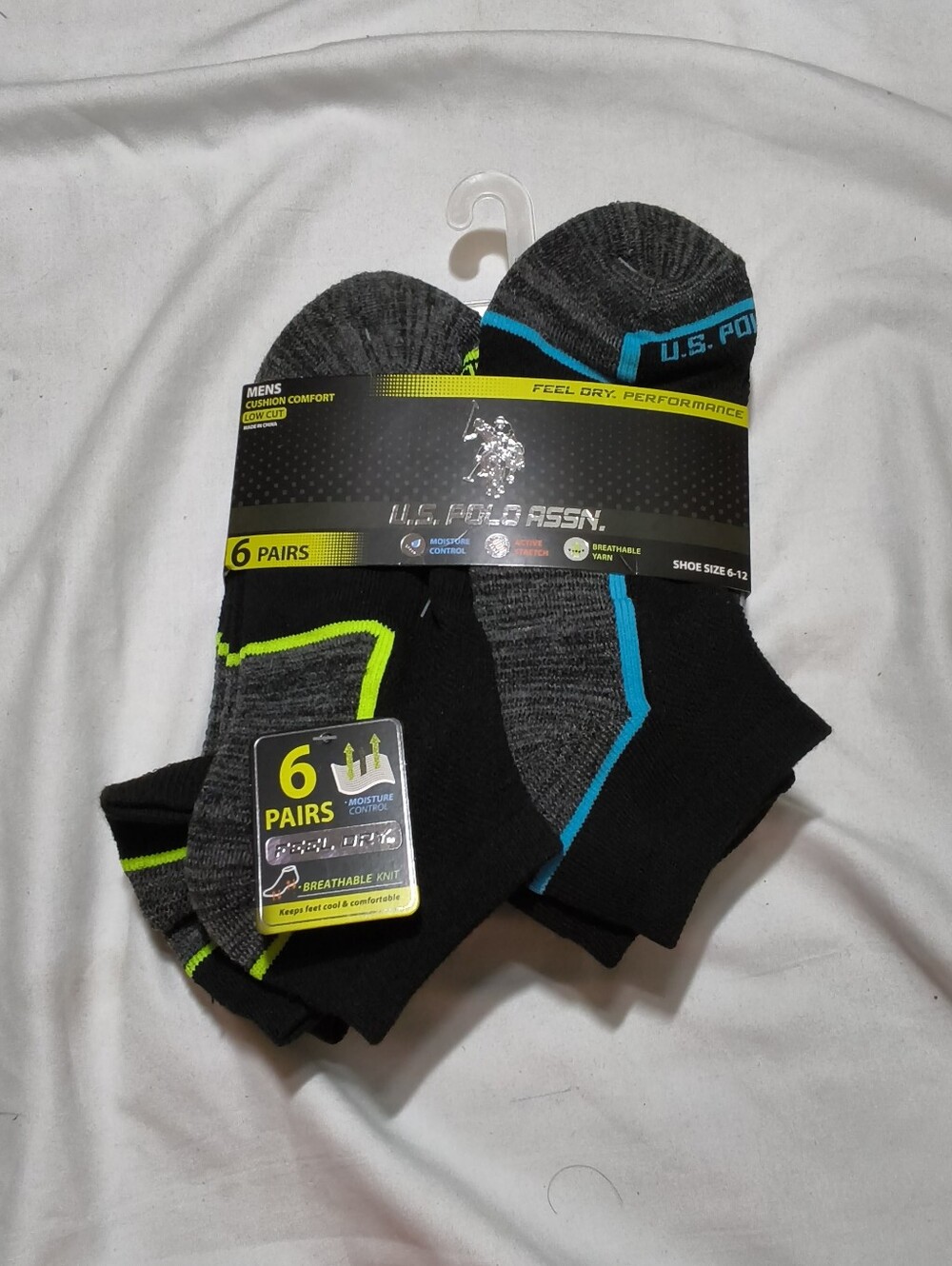 U.S. Polo Assn. Men's Low Cut Athletic Socks 6 Pairs  Size 6-12